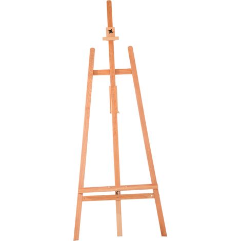 Chevalet d'artiste réglable en hauteur et inclinaison, pieds en bois de hêtre clair, dim. 65 x 44 x 174-230 cm (1/5)