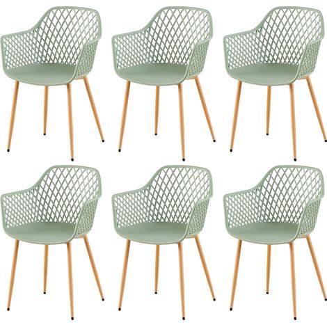 Eggree – Lot de 6 chaises de jardin avec accoudoirs – Polypropylène durable – Charge maximale 120 kg – Confort ergonomique – Montage facile
