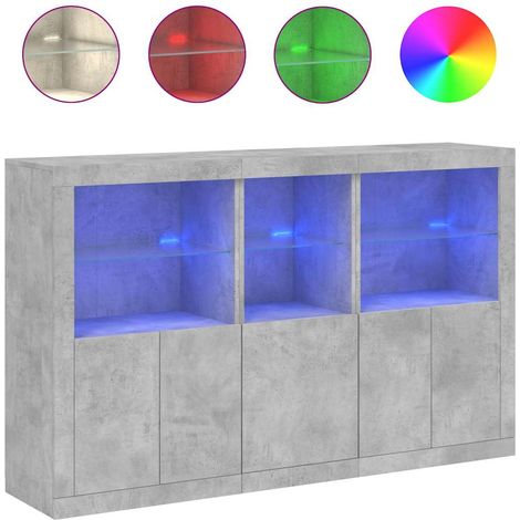 Maison Exclusive - Aparador con luces LED gris hormigón 162x37x10 (1/5)