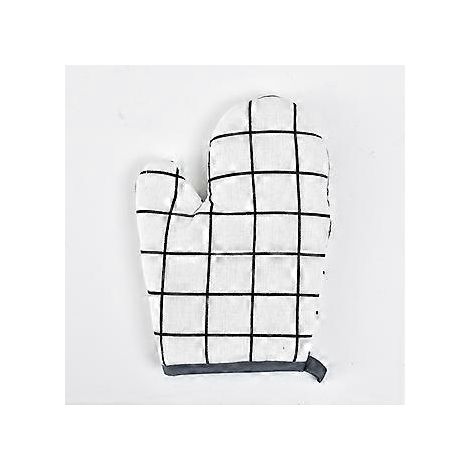 2 Sets Ofen- und Topfrost-Grillhandschuhe – mit recycelter Baumwolle gefüllte, rutschfeste Silikon-Kochhandschuhe zum Kochen und Backen (weißes Gittermuster)
