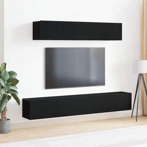 TV-Schrankset Wandmontiert 4 pcs Schwarze Eiche Holzwerkstoff