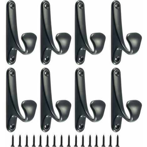 Stück Metall-Kleiderhaken, Wandhaken, inklusive Befestigungsschrauben, einfache Haken für Badezimmer, Küche, Schlafzimmer, Eingangsbereich (Schwarz)
