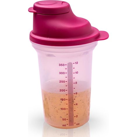 Shaker 350 ml Mélangeur Cuisine Polyvalent - Vinaigrettes Sauces Cocktails - Couvercle Hermétique Bec Verseur - Plastique Sans BPA - 11x17 cm - Compatible Lave-Vaisselle - Idéal Famille (1/5)