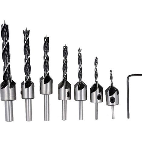 Fraise à fraiser 7 pièces HSS 5 cannelures ensemble de fraisage tournevis alésoir bois métal aluminium plastique fraise outil de forage 3-10mm (1/4)