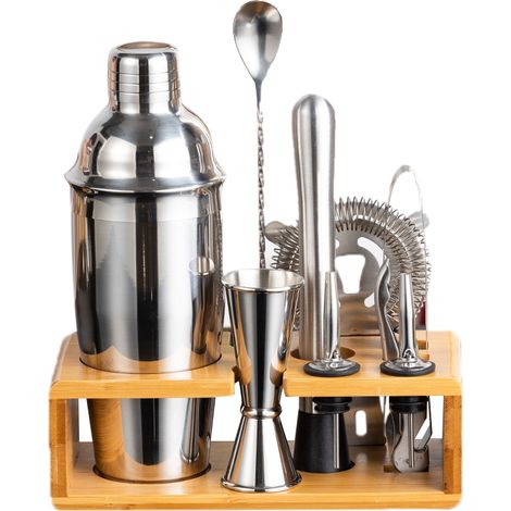 Ensemble shaker à vin en acier inoxydable 750 ml avec passoire à trou rond, accessoires de bar, finition brillante-AquaForge (1/5)
