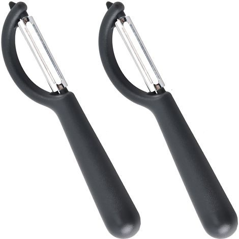 Éplucheur Universel (2 Pcs), Éplucheur pivotant en Acier Inoxydable, Couteau Cuisine avec Lame Tranchante pour Légumes Fruits, Noir (1/5)