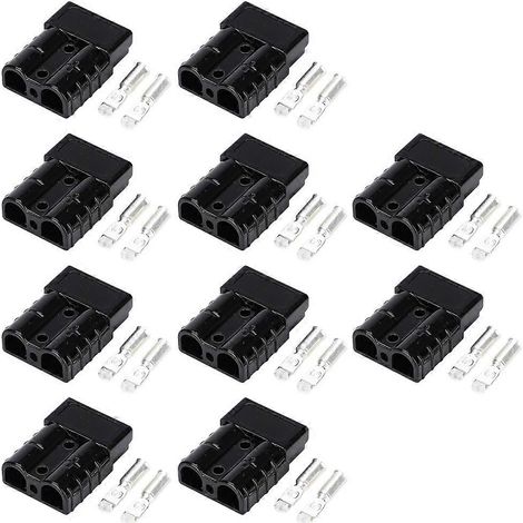 Connecteur haute intensité 50 A pour batteries de véhicules électriques, onduleurs, câbles solaires, prises d'énergie (noir) (1/5)