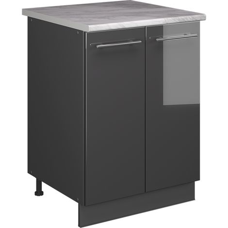 Spülenunterschrank Fame-Line, Anthrazit Hochglanz/Anthrazit, 60 cm, Vicco (1/5)