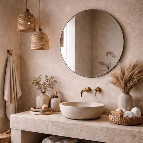 Miroir de Salle de Bain, différentes Formes et mesures Disponibles. Option avec et sans LED. Styles Qui s'adaptent à la Salle de Bain ou à n'importe Quel séjour de la Maison. 50 Miroir Rond (1/5)