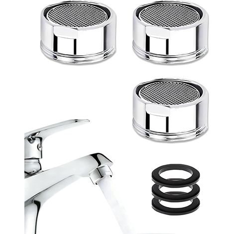 Aérateur de Robinet 3 Pièces avec Joints M28 28mm Filetage Extérieur Filtre en Acier Inoxydable Mousseur Robinet Baignoire et Cuisine Économiseur d'Eau Anti-Éclaboussures (1/5)