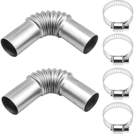 Edelstahl Abgasrohr Winkelverbinder 25 mm, 2 Stück mit 4 Edelstahl Klammern – Abgasschlauch Für Stromerzeuger, Diesel Standheizung, Generatoren, Zusatzheizer, Gasentlüftung, abgasschlauch, auspuffrohr (1/5)