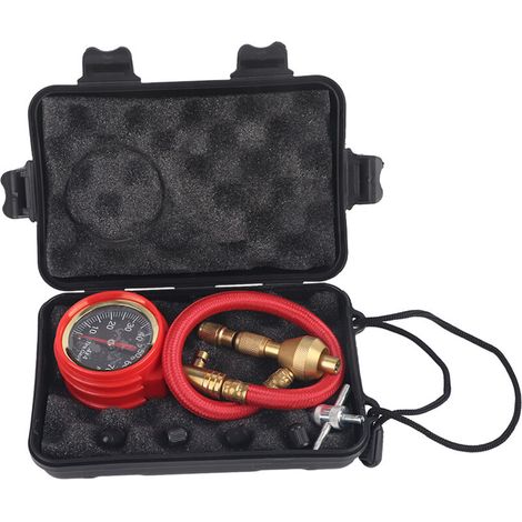 Inflador de neumáticos digital Crezuo, manómetro de presión de aire de 6 cm/2,3 pulgadas, manguera de latón resistente al desgaste de 30 cm para coche.-Crezuo
