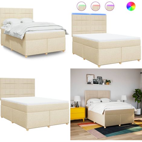 vidaXL Boxspringbett mit Matratze Creme 160x200 cm Stoff (1/5)