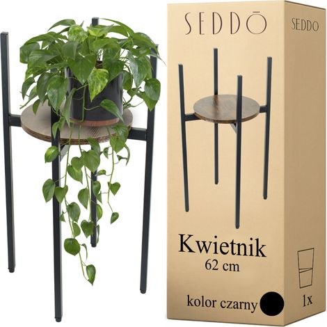 Soporte para flores de metal de pie, loft de madera, alto, 62 cm, soporte para flores, plantas (1/5)