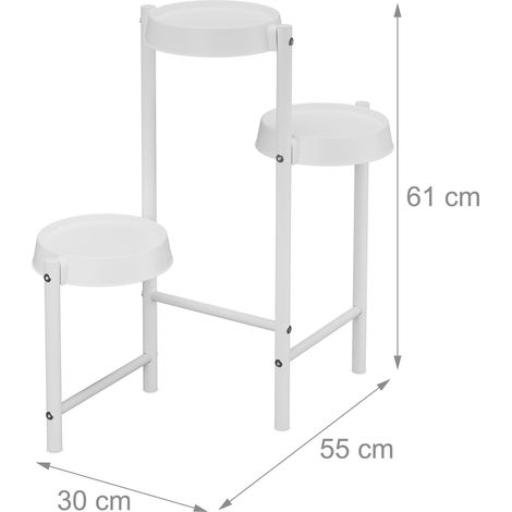 Scaffale per piante moderno 3 ripiani 61 x 55 x 30 cm design pulito per soggiorno camera da letto in metallo nero 130016945