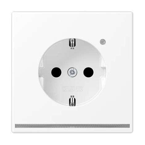 Jung Enchufe SCHUKO®, 16 A 250 V , con luz de orientación LED, SAFETY+, termoplástico lacado, Serie LS, blanco nieve mate LS 1520-O WWM LNW