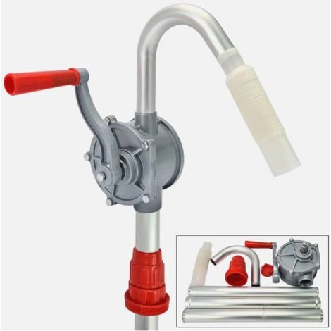 Pompe de transfert manuelle rotative pour fût, pompe à huile en aluminium 20L/min avec tube télescopique pour diesel et lubrifiants (1/4)
