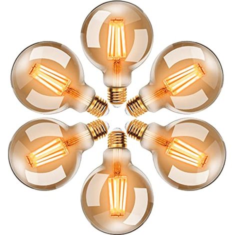 Ampoule LED G95, lumière blanc chaud 2200K E27, 40W, ampoule à filament rétro, lot de 6