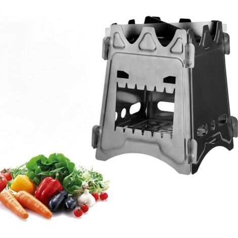 PA Réchaud à bois portable pliable et léger pour camping, cuisine, voyage, pique-nique, chasse