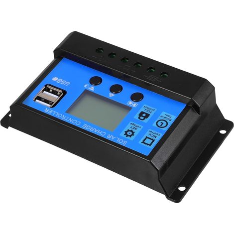 Régulateur de Charge Solaire 20a 12v 24v Double USB Bleu  Contrôleur Intelligent pour Batterie, Plastique, Compatibilité Étendue, Protection Multiple (1/5)