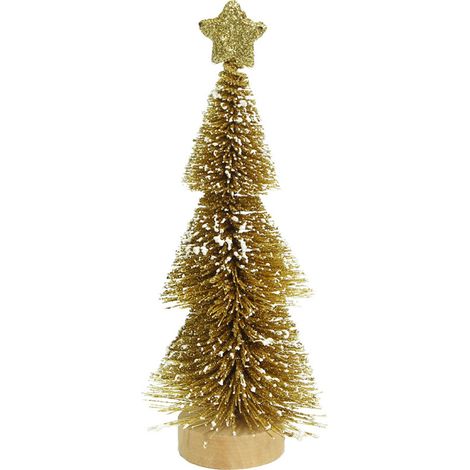 Arbre De Noël Miniature - En Plastique Avec Base En Bois - Décoration De Table Pour Village De Noël Intérieur - Lot De 4 (1/5)