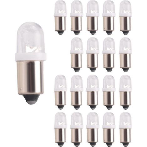 2024 Lot de 20 ampoules LED BA9S 1895 H6W 53 57 à baïonnette pour lampe de lecture de voiture, 12 V, blanches (1/5)