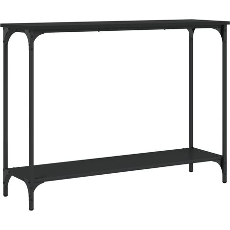 Table console fonctionnel et stylé avec étagère 101 x 30,5 x 75 cm bois d'ingénierie noir et métal DEC032088
