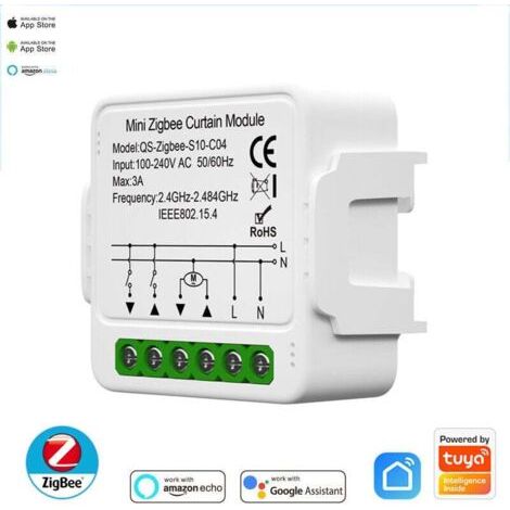 NALOOKAMIC  Interrupteur Module Volet Roulant Connecté, Commutateur Rideau Stores WiFi, Compatible avec Alexa Google Home pour Commande Vocale, Minuterie Intelligent Moteur Mural