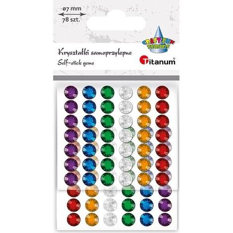 Cristaux ronds autocollants 7 mm, assortiment de 78 pièces