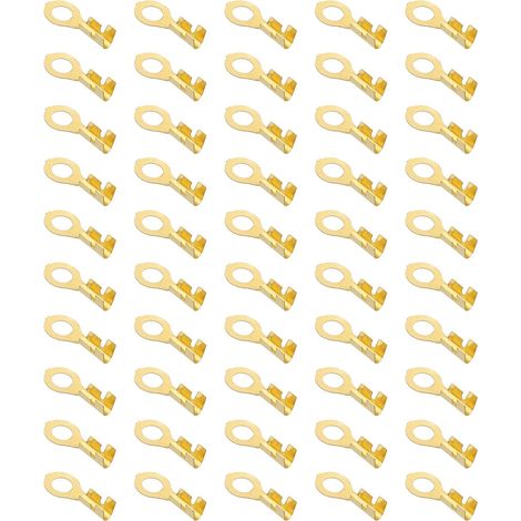 100 Pcs Bornes à Anneau en Cuivre, M4 Câble de Fil de Connexion Bornes à Anneau de Câble à Baril Ouvert en Cuivre Non Isolées Kit pour Mise à la Terre de l'Éclairage (1/5)