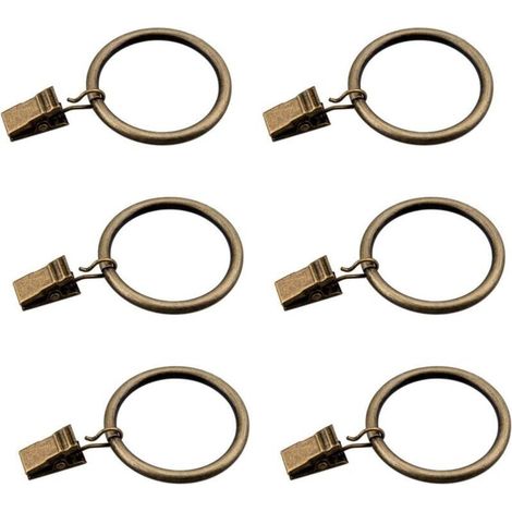 Ensemble de 30 Anneaux de Rideau en Bronze avec Clips/Heavy-Duty décoratif métal drapé Clip Crochets Ensemble avec œillets pour Rideaux, Salle de Bain, s'adapter à 1 1/4 Pouce Rod (1/5)