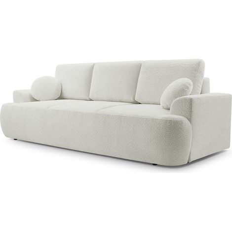 Selsey Barletto – 3-Sitzer-Sofa mit Schlaffunktion und Stauraum, Bouclé, Hellbeige (1/5)