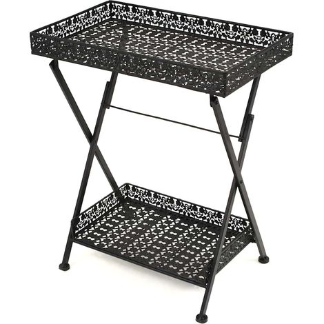 vidaXL Table à thé pliante Style vintage Métal 58 x 35 x 72 cm Noir (1/5)