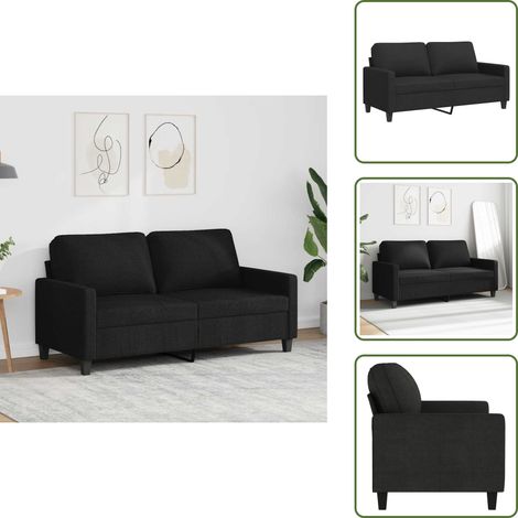 Canapé à 2 places Noir 140 cm Tissu - Canapé Deux Places - Canapé Noir - Canapé Tissu - Meuble Salon - Canapé Design (1/5)