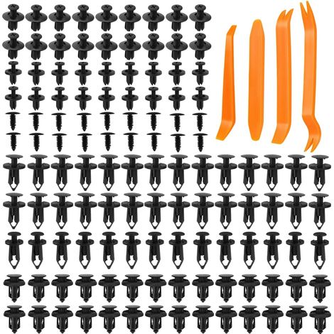 190 Clips de Fixation Voiture Universels 6 Tailles – Agrafes Carrosserie ABS avec 4 Outils Démontage – Pour Panneau Porte Pare-Chocs