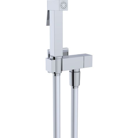 Idroscopino quadrato in ottone cromato con rubinetto di arresto e flessibile 120cm (1/2)
