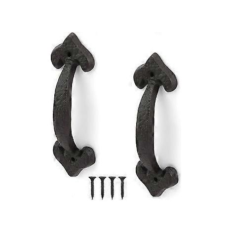 Poignée de porte antique en fonte, poignée coulissante en 2 pièces, poignée de porte rétro, gamme complète d'accessoires, pour portes de cabanon, garages, placards (1/4)