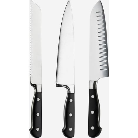 Set 3 coltelli professionali da cucina in acciaio inox Cucinart