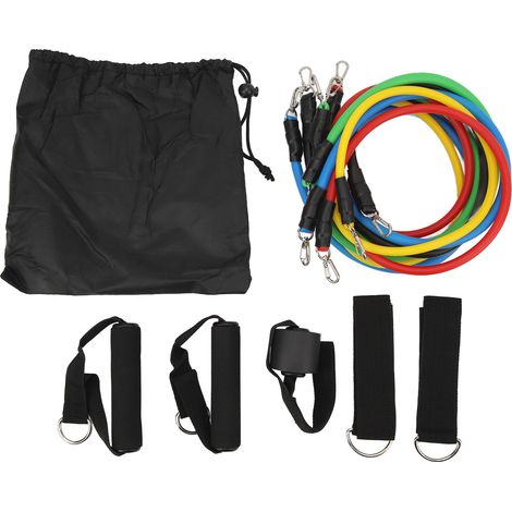 Lot de bandes de résistance pour entraînement hommes femmes avec ancrage porte, poignées, sangles chevilles et jambes (1/5)