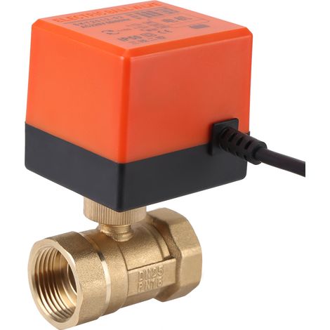 Elektrischer motorisierter Kugelhahn aus Messing, 2-Wege, 3-adrig, 1,6 MPa, Gewinde DN25, Wechselstrom 220 V (1/5)