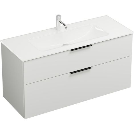 Lavabo en verre Burg Eqio avec chauffe-eau intégré, finition mélaminée, 615 x 1220 x 490 mm, blanc brillant GR0200