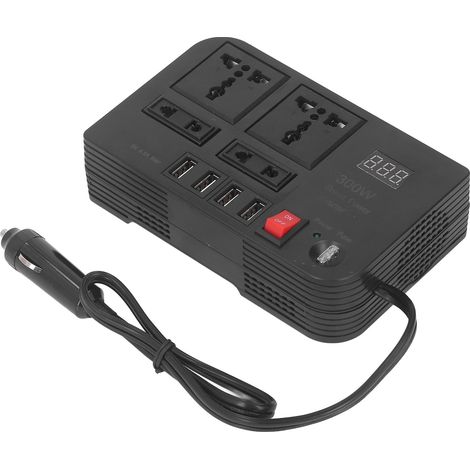 Wechselrichter-Steckeradapter 12 V auf 220 V, 300 W, Digitalanzeige, Unterspannungsschutz (1/5)