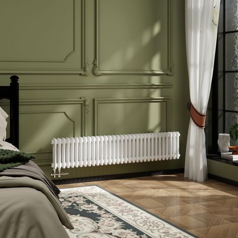 AICA Traditioneller 2-Säulen Heizkörper 300x1460mm Weiß aus Stahl