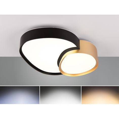 LED Deckenleuchte RISE mit Fernbedienung dimmbar Schwarz Gold, Breite 43,5cm