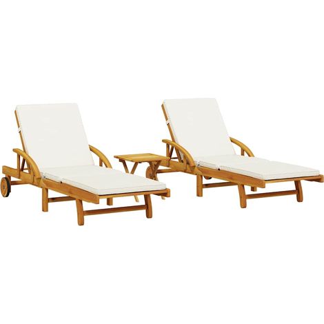 Maison Exclusive - Sonnenliegen 2 Stk. mit Tisch Massivholz Akazi (1/5)
