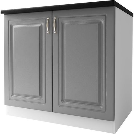 Tendencio – Meuble bas de cuisine 90 cm – 2 portes – Étagère intégrée – Pour espaces optimisés – Design moderne gris