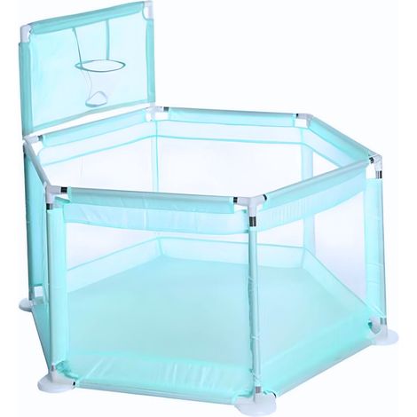 Mini parc de jeux diamètre 150 cm bleu pour bébé avec panier de basket