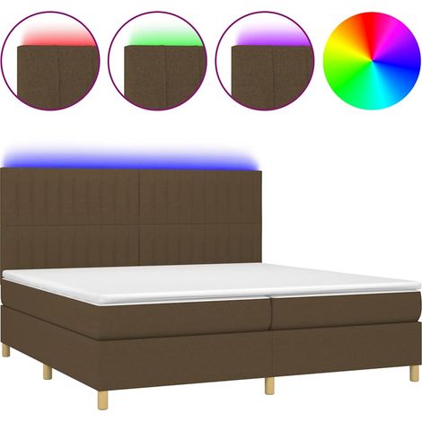 Maison Exclusive - Cama box spring colchón luces LED tela marrón (1/5)