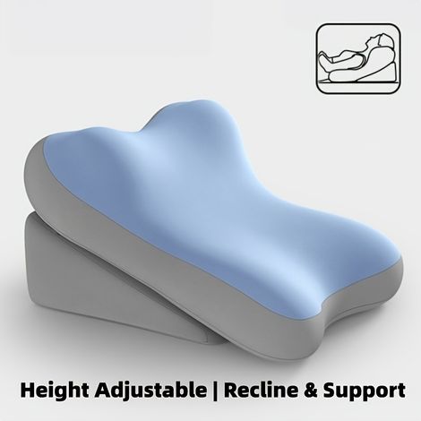 Oreiller ergonomique en forme de coin pour lit, dossier réglable en mousse à mémoire de forme, idéal pour la lecture. Coussin de soutien en deux parties, antidérapant, pour les lombaires et la nuque. (1/5)