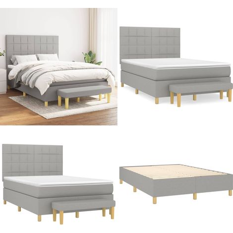 Sommier à lattes de lit avec matelas Gris clair 140x190cm Tissu - Lit Plateforme - Lit Double - Matelas À Ressorts Ensachés - Literie - Chambre À Coucher - Home & Living (1/5)